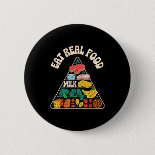 Chapa Redonda De 5 Cm Camiseta Come Comida Real Pirámide Alimenticia