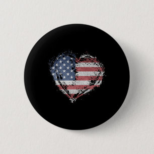 Chapa Redonda De 5 Cm Camiseta Corazón Vintage Bandera Americana Usa Pat