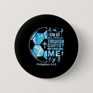 Chapa Redonda De 5 Cm Camiseta Cristiana de Fútbol para Niños Puedo Hace