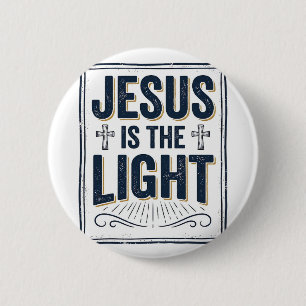 Chapa Redonda De 5 Cm Camiseta Cristiana Vintage Jesús Es La Luz