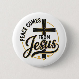 Chapa Redonda De 5 Cm Camiseta Cruz Cristiana Jesús Trae Paz