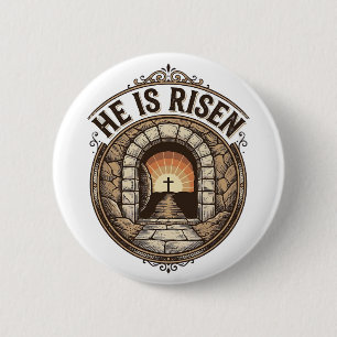 Chapa Redonda De 5 Cm Camiseta cruz de Pascua vintage él ha resucitado
