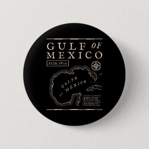Chapa Redonda De 5 Cm Camiseta cuello en V Mapa Histórico del Golfo de M