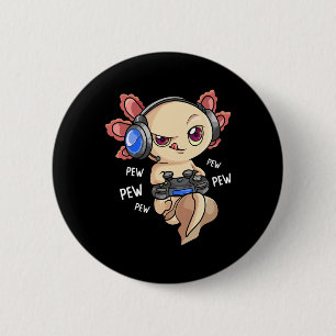 Chapa Redonda De 5 Cm Camiseta de Axolotl para niños gamers - Kawaii Vid