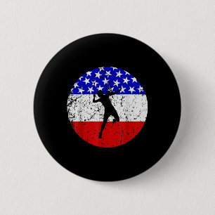 Chapa Redonda De 5 Cm Camiseta de bádminton de bandera estadounidense -