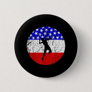 Chapa Redonda De 5 Cm Camiseta de bádminton de la bandera estadounidense