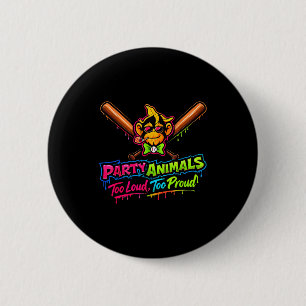 Chapa Redonda De 5 Cm Camiseta de béisbol de animales de fiesta
