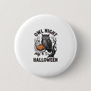 Chapa Redonda De 5 Cm Camiseta de búho de Halloween Diseño de fiesta de 