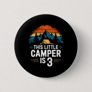 Chapa Redonda De 5 Cm Camiseta de camping de cumpleaños número 3 para ni