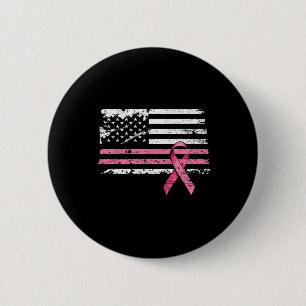 Chapa Redonda De 5 Cm Camiseta de cáncer Bandera Americana Conciencia de