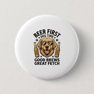 Chapa Redonda De 5 Cm Camiseta de cerveza para Golden Retriever Divertid