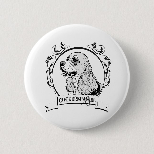 Chapa Redonda De 5 Cm Camiseta de Cockerspaniel (Anverso)