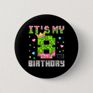Chapa Redonda De 5 Cm Camiseta de cumpleaños 8º cumpleaños videojuego pí