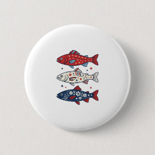 Chapa Redonda De 5 Cm Camiseta de diseño vintage de tres peces patriótic