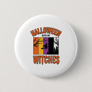 Chapa Redonda De 5 Cm Camiseta de escoba de bruja de Halloween vintage D