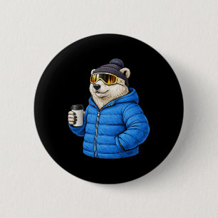 Chapa Redonda De 5 Cm Camiseta de esquí después de esquí con motivos de 