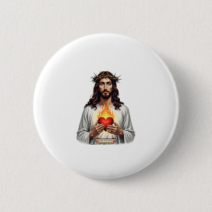 Chapa Redonda De 5 Cm Camiseta de fe con grabado vintage de Jesús del Sa