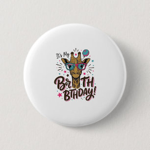 Chapa Redonda De 5 Cm Camiseta de fiesta de cumpleaños de jirafa con gra