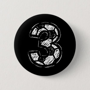 Chapa Redonda De 5 Cm Camiseta de fútbol número 3 Boceto de fútbol estil