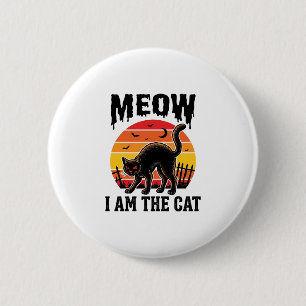 Chapa Redonda De 5 Cm Camiseta de gato de Halloween diseño de gato negro