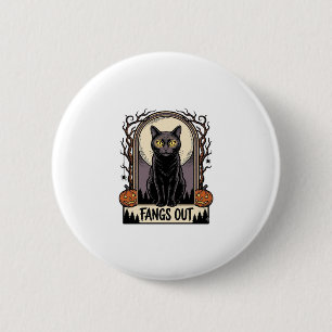 Chapa Redonda De 5 Cm Camiseta de gato negro de Halloween con diseño vin