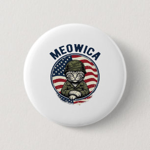 Chapa Redonda De 5 Cm Camiseta de gato patriótico Meowica con grabado vi