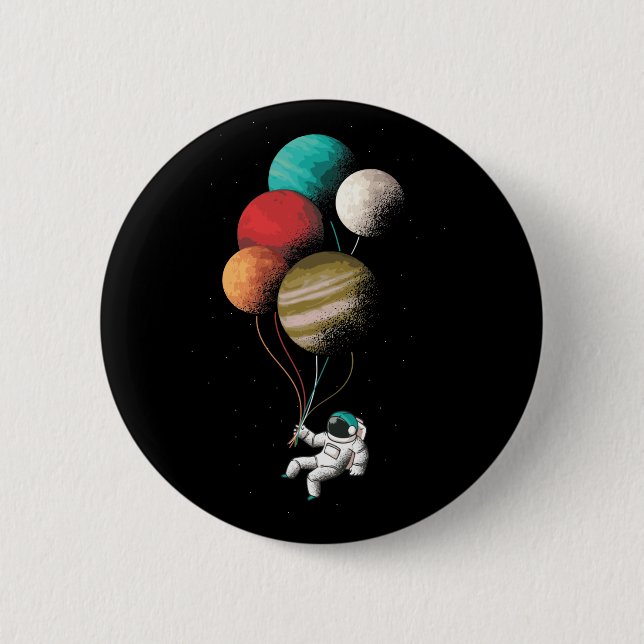 Chapa Redonda De 5 Cm Camiseta de globos astronautas (Anverso)