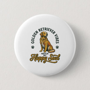 Chapa Redonda De 5 Cm Camiseta de Golden Retriever Grabado Vintage Amant