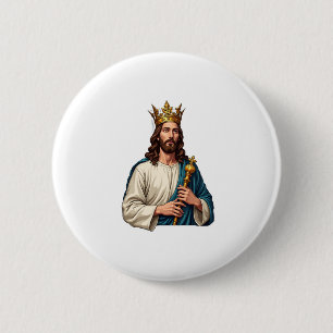 Chapa Redonda De 5 Cm Camiseta de grabado vintage cetro corona de Jesús