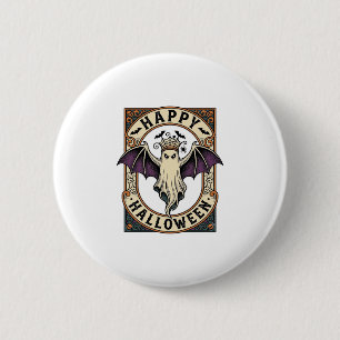 Chapa Redonda De 5 Cm Camiseta de grabado vintage de murciélago fantasma