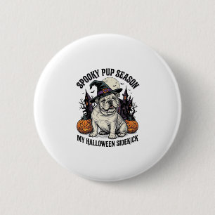 Chapa Redonda De 5 Cm Camiseta de Halloween Bulldog Bruja Lindo Perro Gr