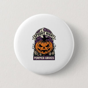 Chapa Redonda De 5 Cm Camiseta de Halloween Calabaza Bruja Vintage Noche