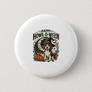 Chapa Redonda De 5 Cm Camiseta de Halloween Sombrero de Bruja Beagle Fel