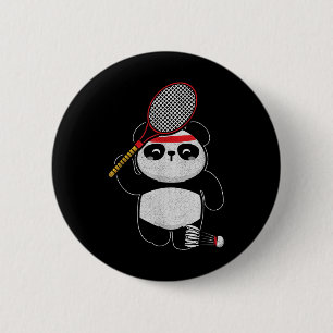Chapa Redonda De 5 Cm Camiseta de humor deportivo de bádminton panda de