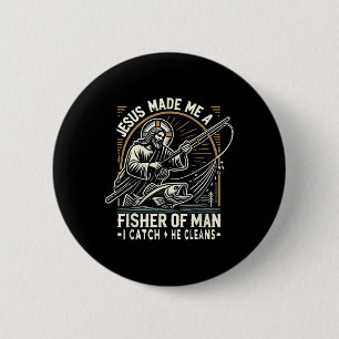 Chapa Redonda De 5 Cm Camiseta de Jesús Me Hizo Un Pescador De Hombres B