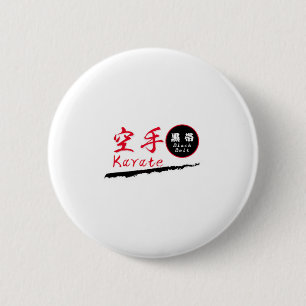 Chapa Redonda De 5 Cm Camiseta de Karate Cinturón Negro