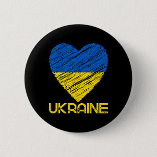 Chapa Redonda De 5 Cm Camiseta de la bandera de Ucrania I Heart apoyo a