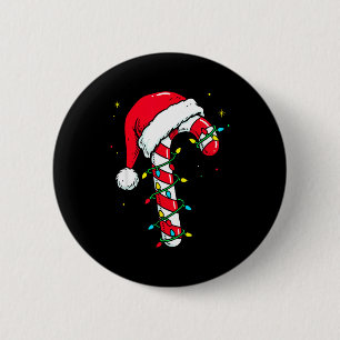 Chapa Redonda De 5 Cm Camiseta de Navidad de bastón de caramelo Sombrero
