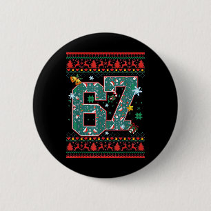 Chapa Redonda De 5 Cm Camiseta de Navidad Retro 67 Six Seven Meme 