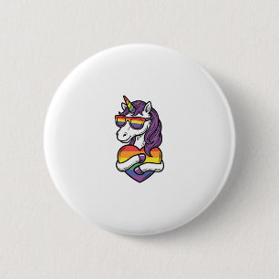 Chapa Redonda De 5 Cm Camiseta de Orgullo de Corazón de Unicornio Arcoír