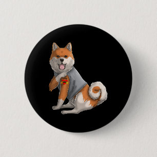 Chapa Redonda De 5 Cm Camiseta de perro divertida tatuaje de Shiba Inu a