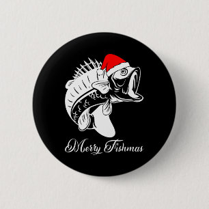 Chapa Redonda De 5 Cm Camiseta de pesca de Navidad - Feliz Pescanavidad