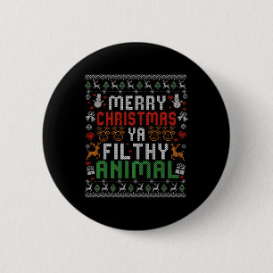 Chapa Redonda De 5 Cm Camiseta de pijama de Navidad Animal Sucio Ya Navi