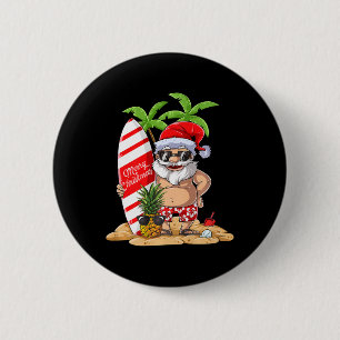 Chapa Redonda De 5 Cm Camiseta de surf hawaiano de Santa Navidad Verano