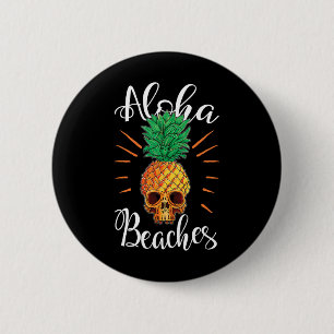 Chapa Redonda De 5 Cm Camiseta de vacaciones de cráneo de piña de playas