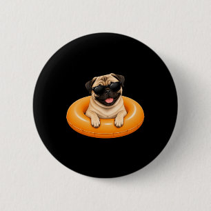 Chapa Redonda De 5 Cm Camiseta de verano Pug Flotador de piscina para pe