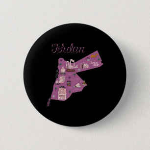 Chapa Redonda De 5 Cm Camiseta de viaje Jordania Mapa Amman Petra Mar Mu
