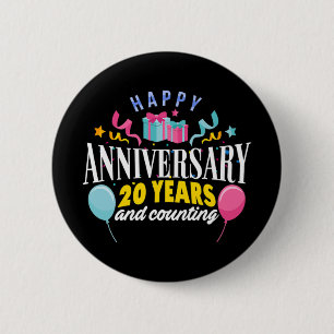 Chapa Redonda De 5 Cm Camiseta del 20° Aniversario Boda para parejas 20