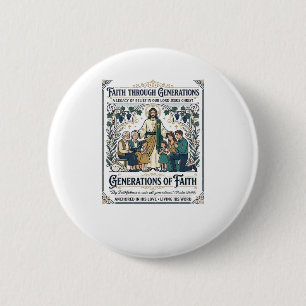 Chapa Redonda De 5 Cm Camiseta del Árbol Genealógico de Jesús Diseño Bas