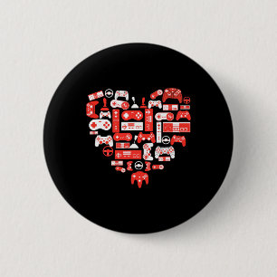Chapa Redonda De 5 Cm Camiseta Día de San Valentín De Videojuego Para Ni